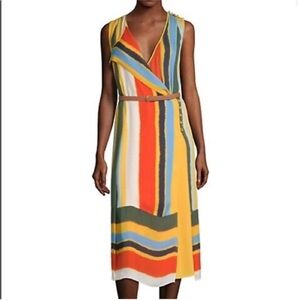 Tory Burch Multicolor Striped Sleeveless Midi Dress